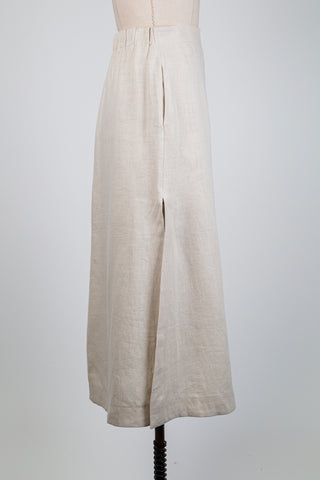 Jupe beige en lin à fentes maxi (S)