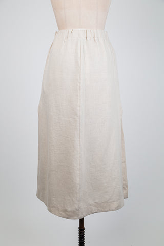 Jupe beige en lin à fentes maxi (S)