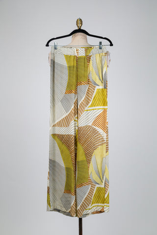 Pantalon léger graphique vert lime et taupe (S)