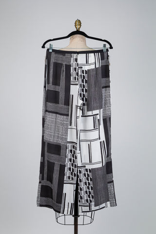 Black and white print wrap trousers (XS-S-XL-XXL)
