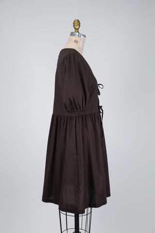 Robe brun chocolat à liens noués (S)