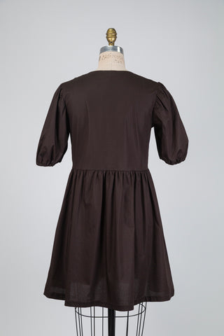 Robe brun chocolat à liens noués (S)