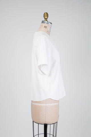 Oversized white V-neck top (S)