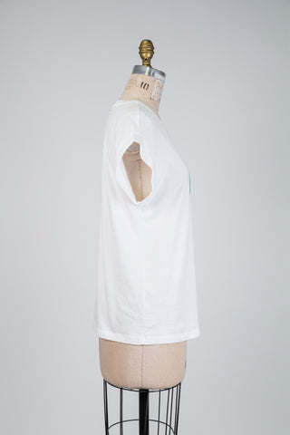 T-shirt blanc à palmier brodé vert (6)
