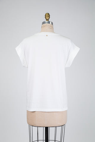 T-shirt blanc à palmier brodé vert (6)
