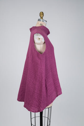 Tunique en coton gaufré prune (S+)