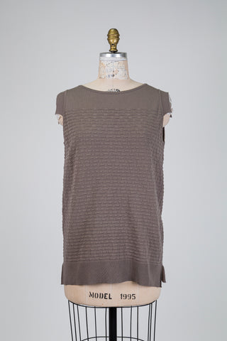 Débardeur en tricot gris à relief façon brique (TU)