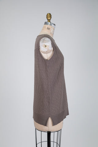 Débardeur en tricot gris à relief façon brique (TU)