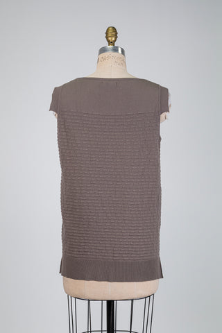 Débardeur en tricot gris à relief façon brique (TU)