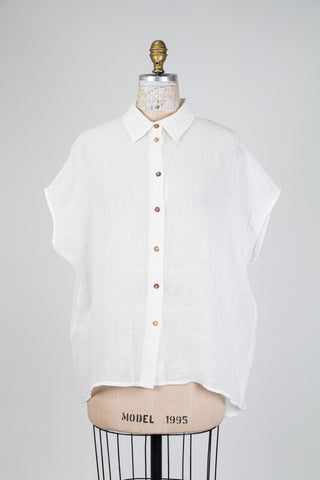 Chemisier en lin blanc (S)