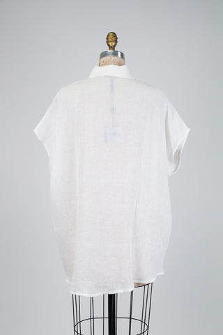 Chemisier en lin blanc (S)