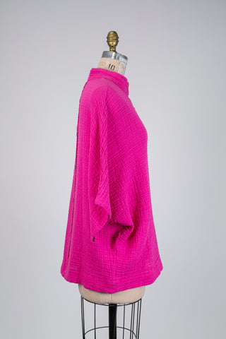 Tunique en coton gaufré rose vif (S+)