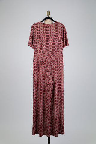 Raspberry floral polka dot jumpsuit (S)