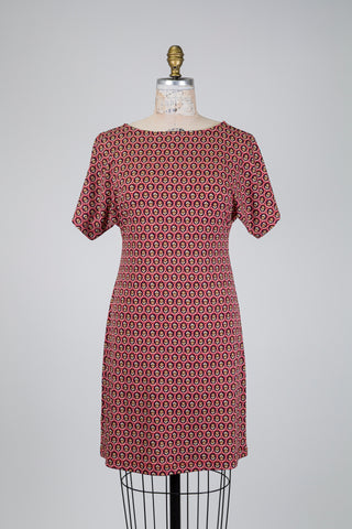 Robe framboise à pastilles florales (S)