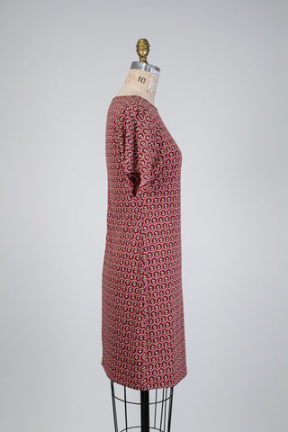 Robe framboise à pastilles florales (S)