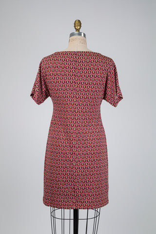 Robe framboise à pastilles florales (S)