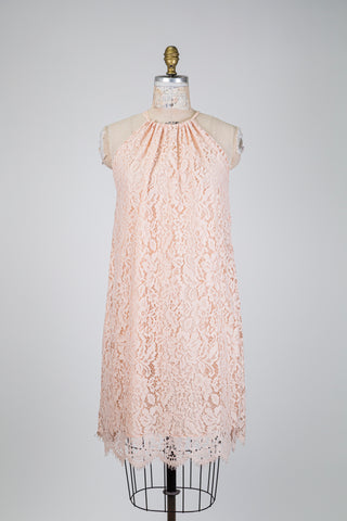Peach pink lace halter dress (6)