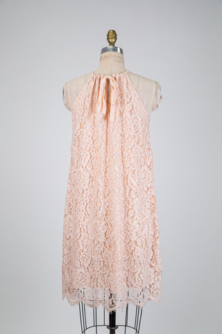 Peach pink lace halter dress (6)