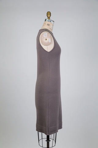 Robe en mérinos texturé taupe (6)