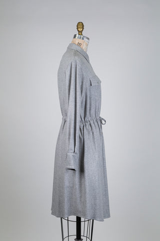 Fitted shirt dress in silver thread grey (6)