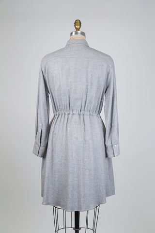 Fitted shirt dress in silver thread grey (6)