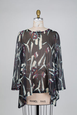 Abstract tribal diaphanous tunic (S)