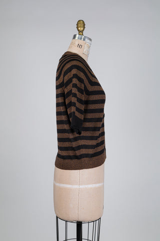 Cardigan à rayures noir et brun métallique (4+6)