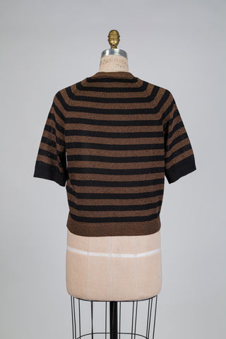 Cardigan à rayures noir et brun métallique (4+6)