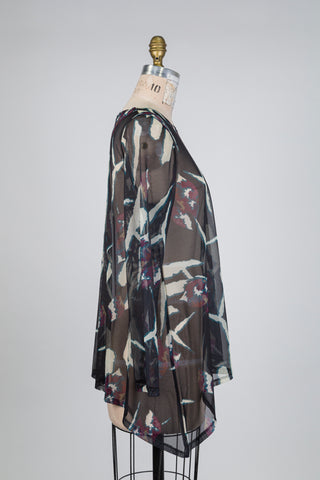 Abstract tribal diaphanous tunic (S)