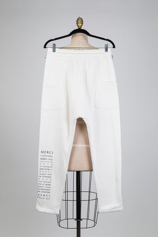 Pantalon jogger blanc Merci la vie! (S)