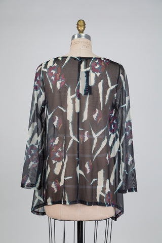 Abstract tribal diaphanous tunic (S)