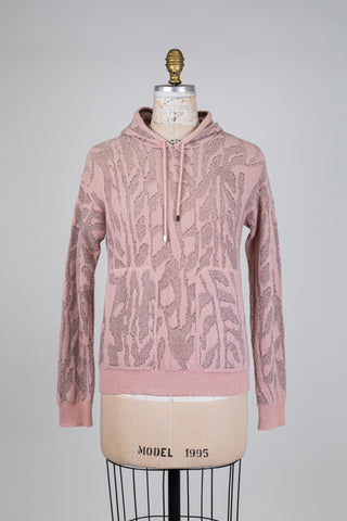 Chandail mérinos rose à motif organique argenté (6)