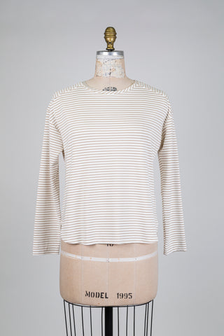 Chandail blanc à rayures taupe (6)