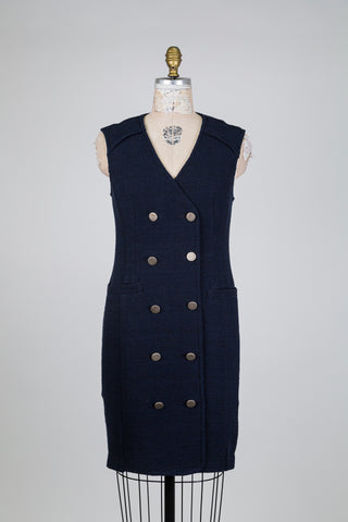 Robe blazer marine en tweed (6)