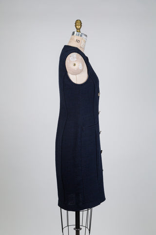 Robe blazer marine en tweed (6)