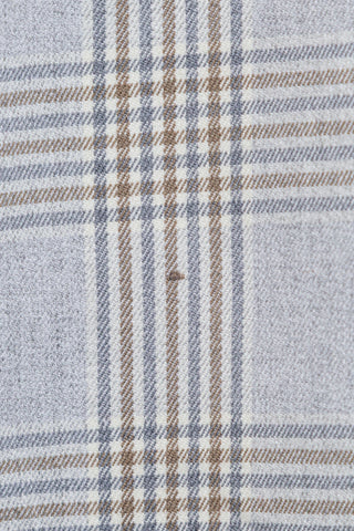 Wide-legged grey and khaki tartan trousers (6)