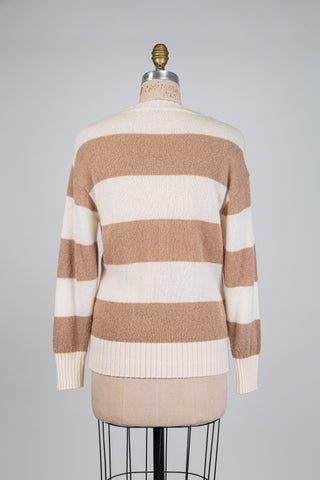 Chandail luxueux à bandes sable et crème (6)