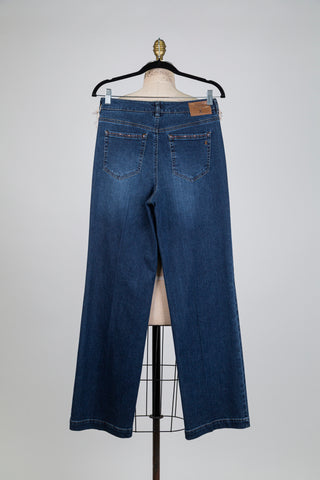 Pantalon denim à studs rose bronze (6)