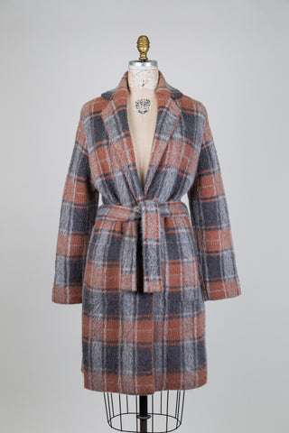 Veste tartan gris et terracotta luxueuse (6)