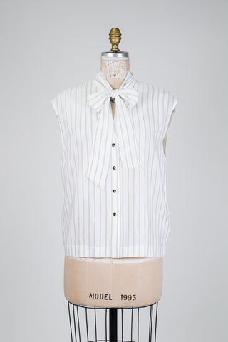 Black and white striped lavallière blouse (6)