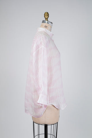 Chemisier oversized rose à rayures losanges (6+10)