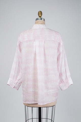 Chemisier oversized rose à rayures losanges (6+10)