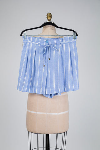 Heather blue shorts with a structured high waist (6)