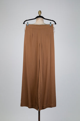 Pantalon a jambe large en lyocell caramel (6)