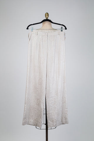 Pantalon beige scintillant à jacquard floral (6)