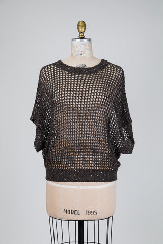 Haut en tricot ajouré brun lumineux (6)