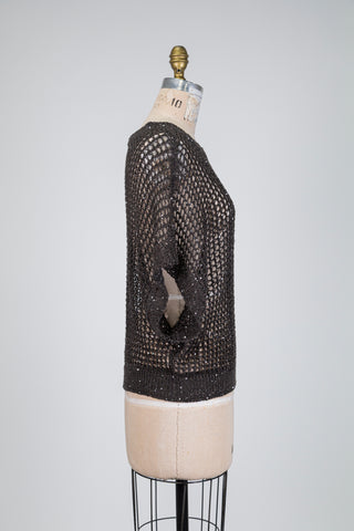Haut en tricot ajouré brun lumineux (6)