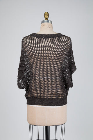 Haut en tricot ajouré brun lumineux (6)