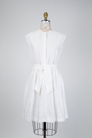White sleeveless dress with botanical jacquard (6)