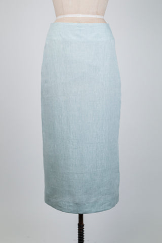 Light green linen straight skirt (6)